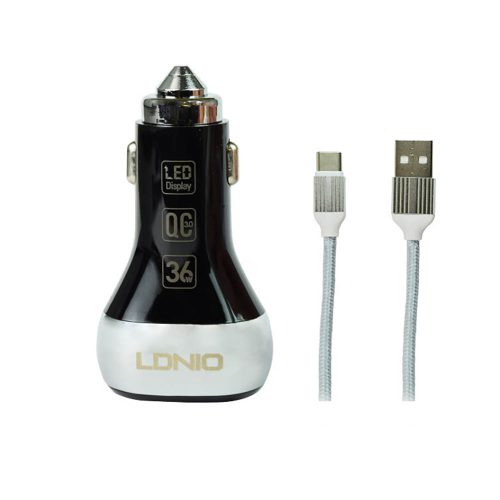 شارژر فندکی الدینیو مدل LDNIO C2 Car Charger with microUSB Cable