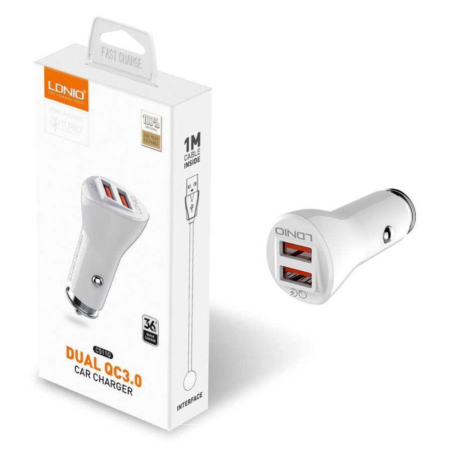 شارژر فندکی فست شارژ الدینیو مدل LDNIO C511Q Fast Car Charger