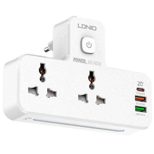 چندراهی برق الدینیو مدل LDNIO SC2311 20W 3-Port USB Charger Extension Power Strip