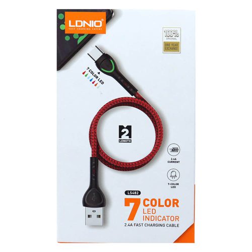 کابل شارژ و انتقال دیتا الدینیو مدل LDNIO LS482 Type-C Data Cable