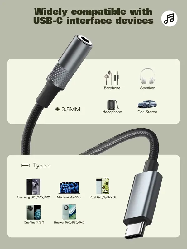 ldnio ls-y80c usb-c to 3.5mm female adapter