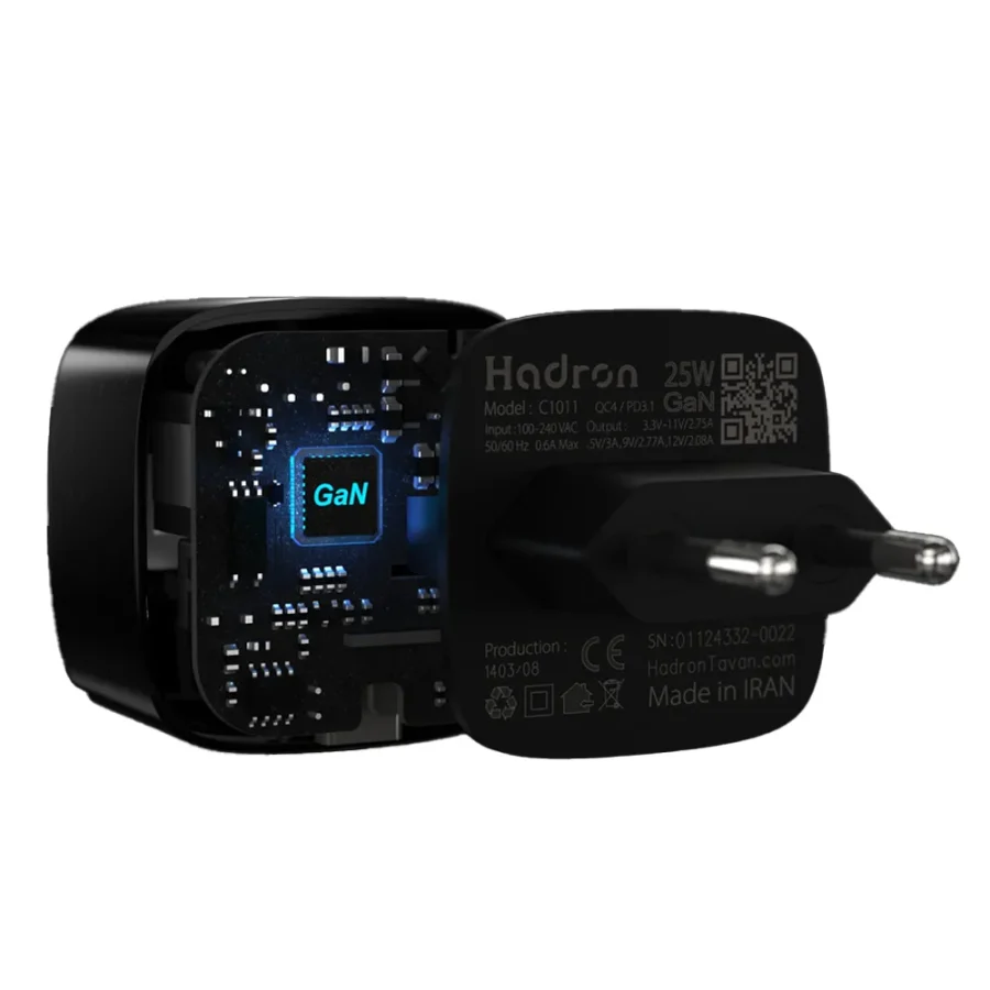 شارژر 25 وات هادرون مدل C1011 با فناوری گالیوم gan